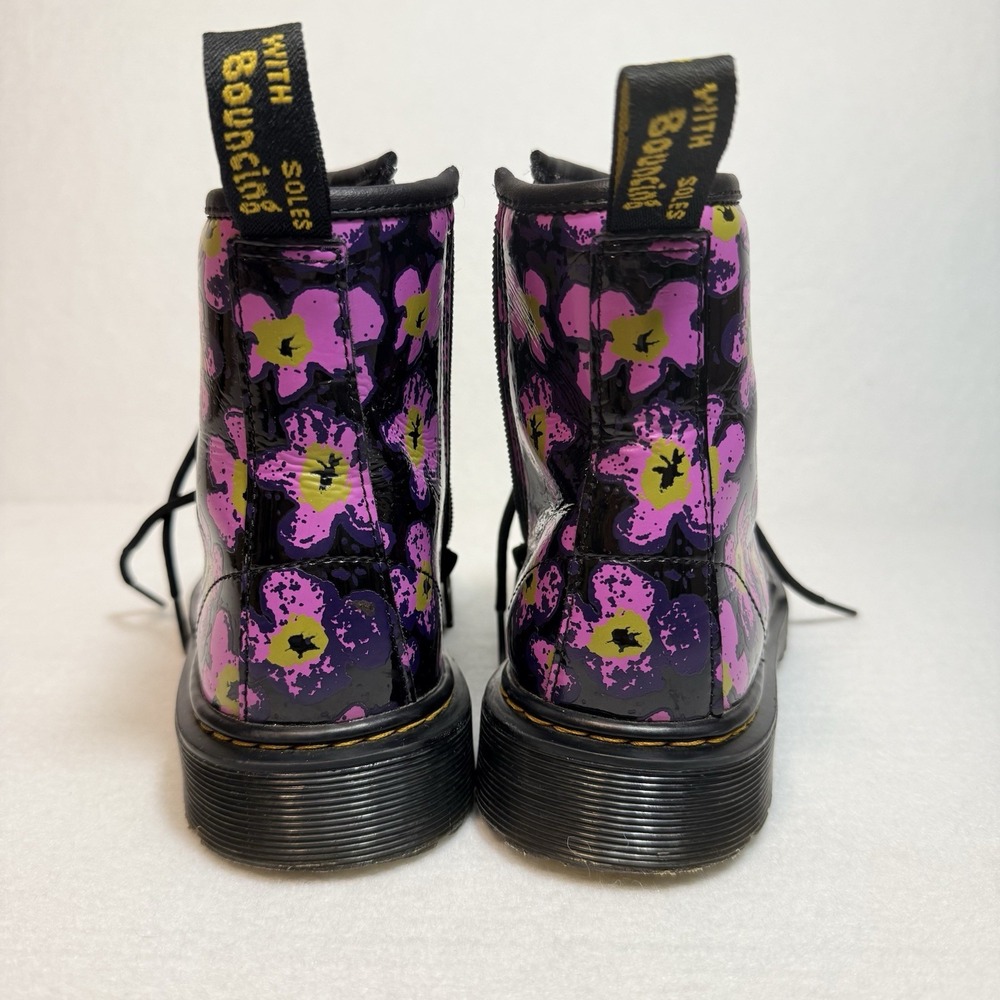 Dr. Martens 1460 J 8-Eye Patent Black Floral High Top Boot Youth Size US 4 - Picture 11 of 16